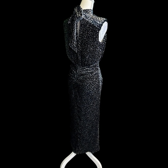 NWOT Ramy Brook ‘Lennon’ Leopard Print Ruched Velvet Midi Dress’ in Black Sz 00 - Picture 12 of 16